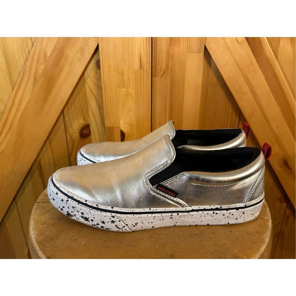 Skechers NASA Street V Lites Rocket Slip On Sneakers Metallic Silver 155271 Size